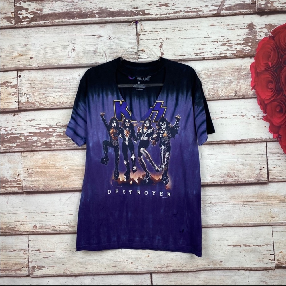 Liquid Blue Kiss bleached concert vintage tee